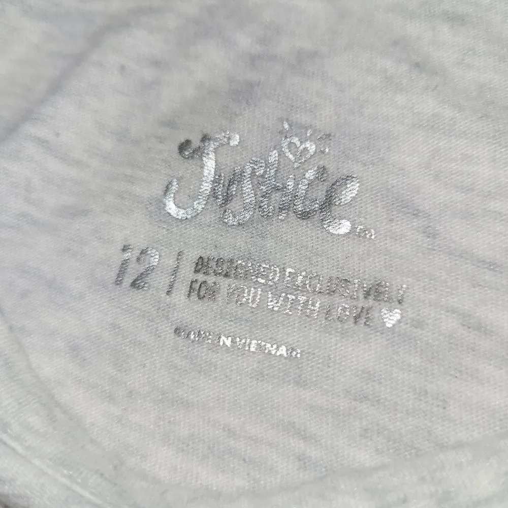 Justice girls 12 unicorn gray tank